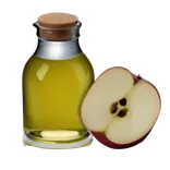 Een flesje appel cider azijn met een appel